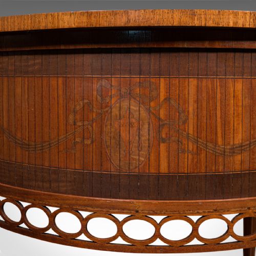 ANTIQUE DEMI LUNE CRYSTAL CABINET ENGLISH TABLE GEORGIAN REVIVAL VICTORIAN - ADDITIONAL PHOTO 10