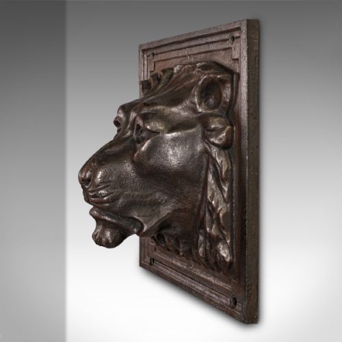 Heavy Antique Country House Lion Wall Plaque, English, Decor, Relief, Victorian