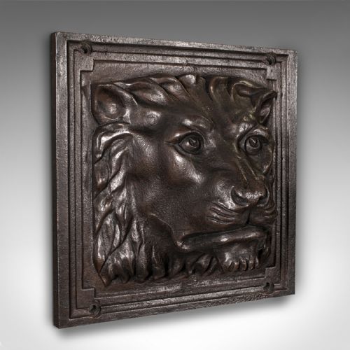 fig 1. Heavy Antique Country House Lion Wall Plaque, English, Decor, Relief, Victorian