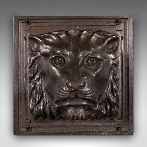 fig 3. Heavy Antique Country House Lion Wall Plaque, English, Decor, Relief, Victorian
