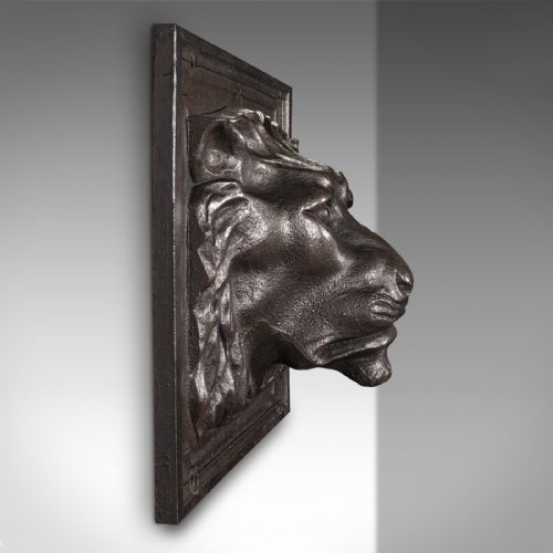 fig 4. Heavy Antique Country House Lion Wall Plaque, English, Decor, Relief, Victorian