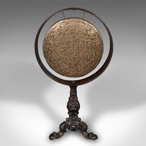 fig 1. Antique Dining Hall Gong, English Bronze, Cast Iron, Ceremonial, Victorian, 1850