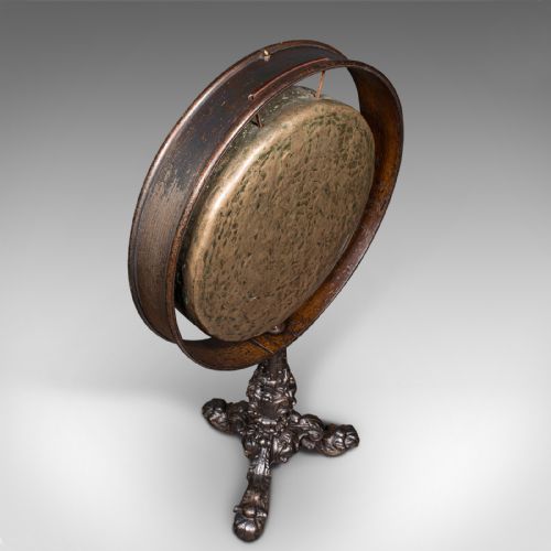 fig 2. Antique Dining Hall Gong, English Bronze, Cast Iron, Ceremonial, Victorian, 1850