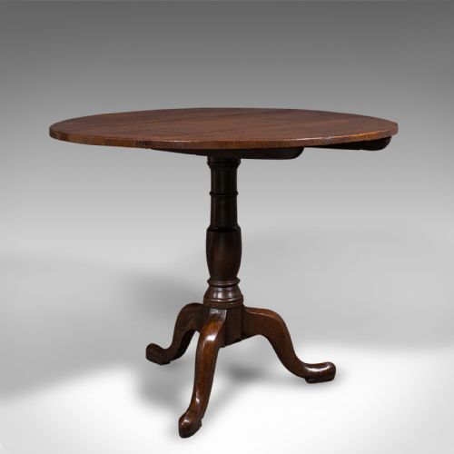 Antique Tilt Top Occasional Table, English, Oak, Side, Lamp, Georgian, C.1780