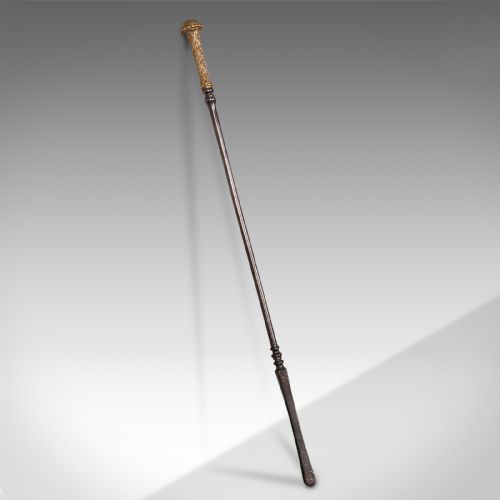 Antique Fire Poker, English, Cast Iron, Brass, Decor, Fireside Tool, Georgian