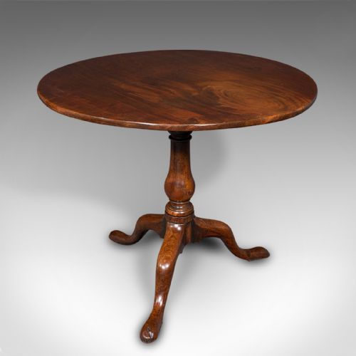 Antique Tilt Top Table, English, Mahogany, Side, Lamp, Rotary, Georgian, C.1760