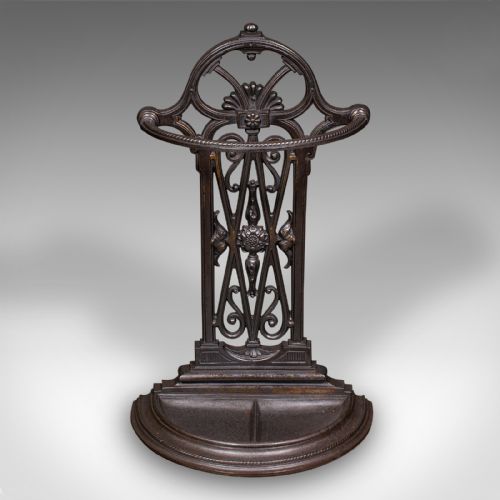 fig 1. Antique Demi Lune Umbrella Rack, English, Cast Iron, Hallway Stand, Victorian
