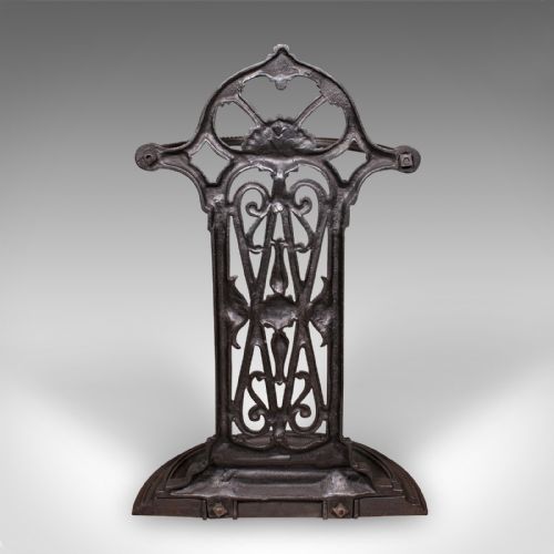 fig 2. Antique Demi Lune Umbrella Rack, English, Cast Iron, Hallway Stand, Victorian