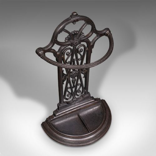 fig 4. Antique Demi Lune Umbrella Rack, English, Cast Iron, Hallway Stand, Victorian