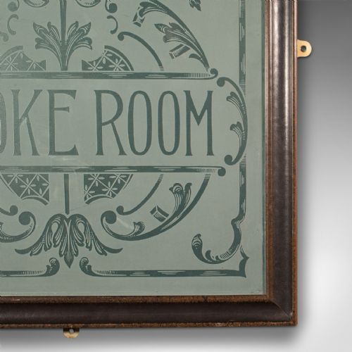 fig 4. Antique Ship's Smoke Room Sign, English, Leather Frame, Decorative, Victorian