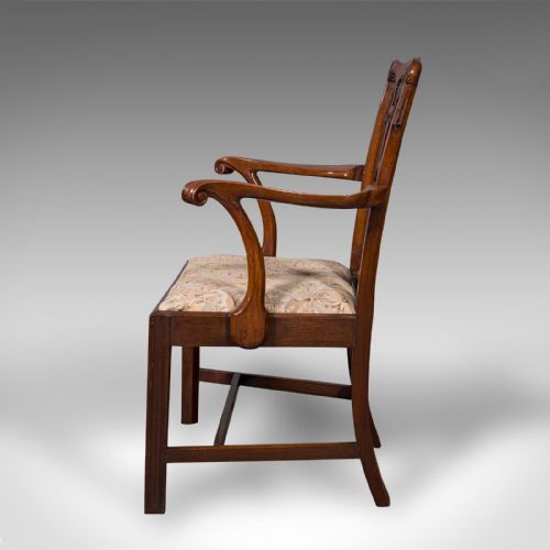 fig 3. Antique Elbow Chair, English Walnut, After Chippendale, Georgian Revival, C.1860
