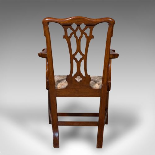 fig 4. Antique Elbow Chair, English Walnut, After Chippendale, Georgian Revival, C.1860