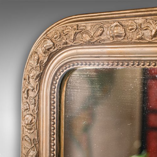 fig 3. Antique Wall Mirror, French, Gilt Frame, Overmantle, Original Glass, Victorian