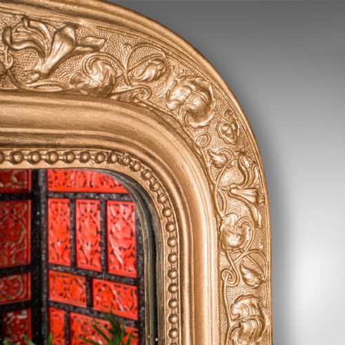 fig 4. Antique Wall Mirror, French, Gilt Frame, Overmantle, Original Glass, Victorian