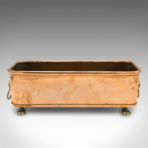 fig 2. Pair Of Antique Windowsill Planters, English Copper, Jardiniere, Victorian, 1850