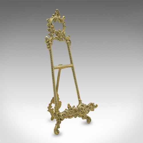 Small Antique Bedside Picture Stand, English, Brass Book Rest, Art Nouveau, 1920