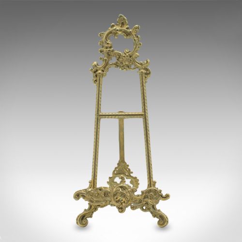 fig 1. Small Antique Bedside Picture Stand, English, Brass Book Rest, Art Nouveau, 1920