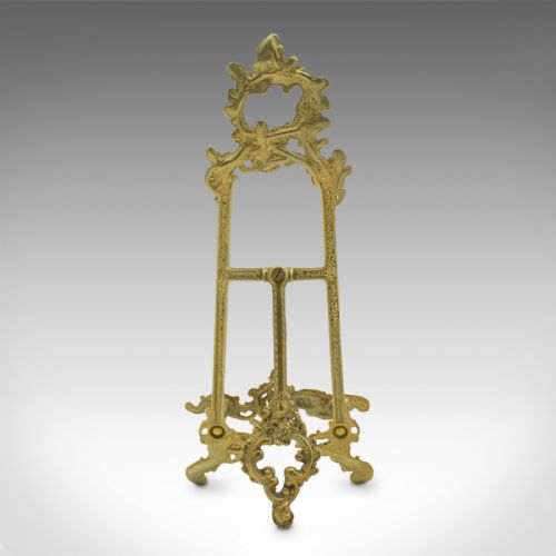 fig 2. Small Antique Bedside Picture Stand, English, Brass Book Rest, Art Nouveau, 1920