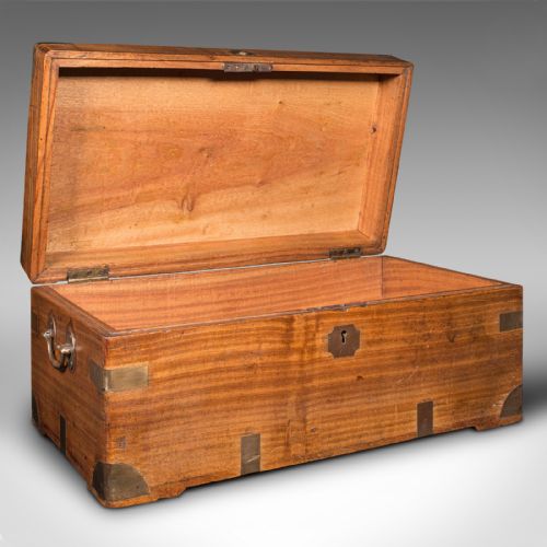 fig 1. Antique Campaign Chest, English, Camphorwood Storage Box, Trunk, Victorian, 1850