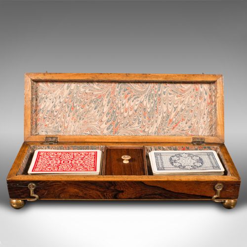 fig 2. Antique Gentleman's Cribbage Case, English, Brass, Card Game Box, Mid Victorian