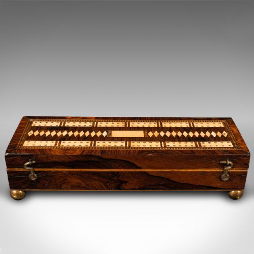 fig 4. Antique Gentleman's Cribbage Case, English, Brass, Card Game Box, Mid Victorian