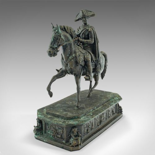 Antique Historic Desk Statue, Continental Bronze, Frederick the Great, Victorian