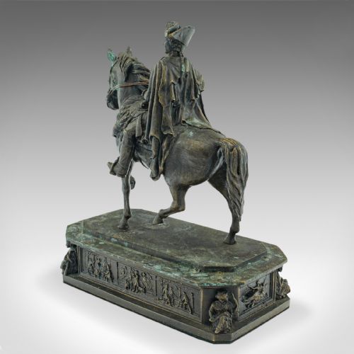 fig 2. Antique Historic Desk Statue, Continental Bronze, Frederick the Great, Victorian