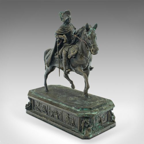 fig 3. Antique Historic Desk Statue, Continental Bronze, Frederick the Great, Victorian