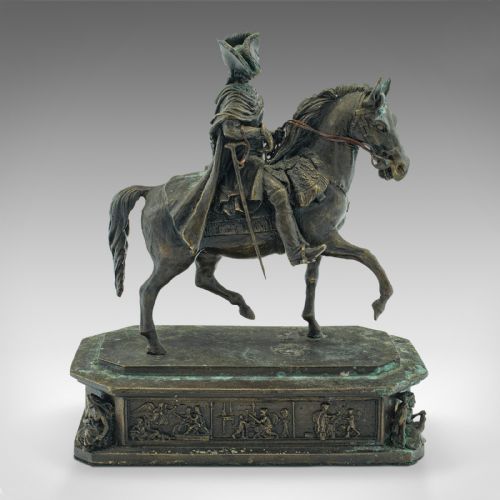 fig 4. Antique Historic Desk Statue, Continental Bronze, Frederick the Great, Victorian