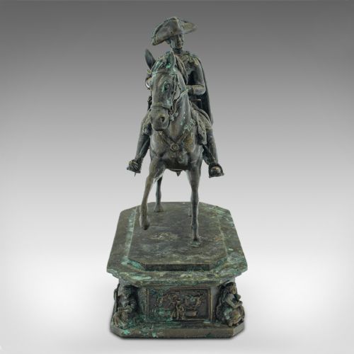 fig 6. Antique Historic Desk Statue, Continental Bronze, Frederick the Great, Victorian