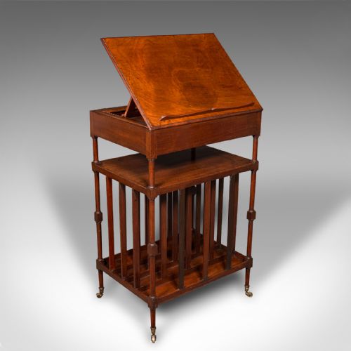 fig 1. Antique Canterbury Reading Table, English, Walnut, Lectern, Orator, Regency