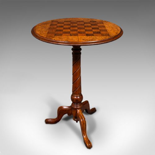 fig 1. Small Antique Chess Table, English, Burr Walnut, Games, Victorian, Circa 1880