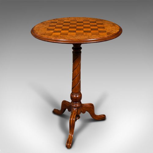 fig 2. Small Antique Chess Table, English, Burr Walnut, Games, Victorian, Circa 1880