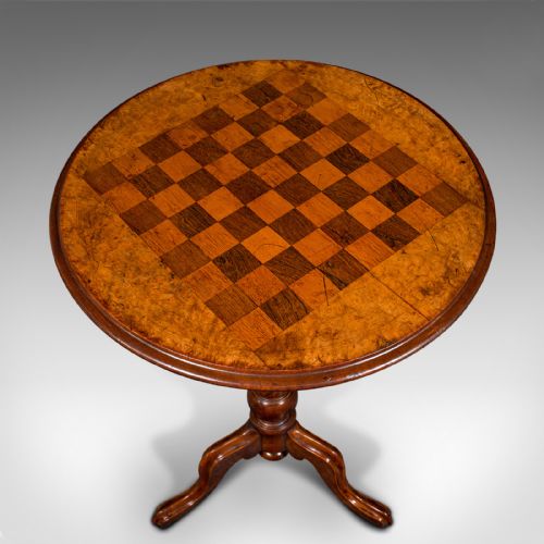 fig 3. Small Antique Chess Table, English, Burr Walnut, Games, Victorian, Circa 1880