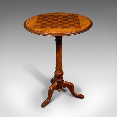 fig 4. Small Antique Chess Table, English, Burr Walnut, Games, Victorian, Circa 1880