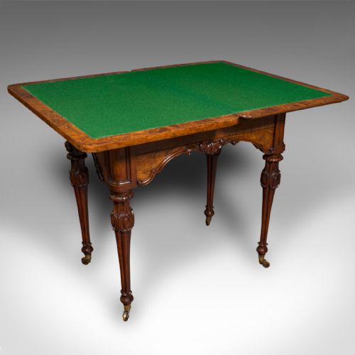 fig 1. Antique Gentleman's Card Table, English Walnut, Games, James Phillips, Victorian