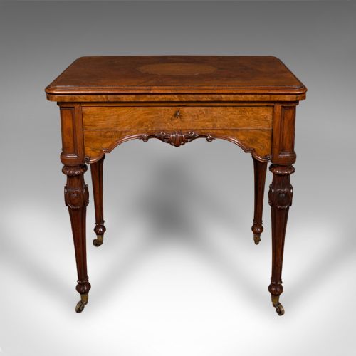 fig 2. Antique Gentleman's Card Table, English Walnut, Games, James Phillips, Victorian