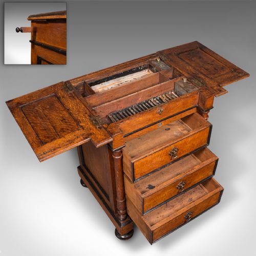 ANTIQUE ARTIST'S MATERIALS TABLE ENGLISH OAK STAND ROBERSON CO VICTORIAN - ADDITIONAL PHOTO 6
