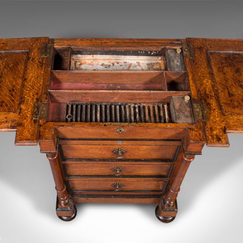 ANTIQUE ARTIST'S MATERIALS TABLE ENGLISH OAK STAND ROBERSON CO VICTORIAN - ADDITIONAL PHOTO 8