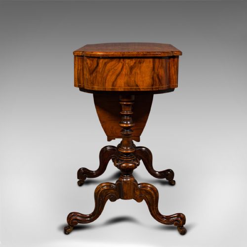 ANTIQUE LADIES WORK TABLE ENGLISH WALNUT WARING GILLOW VICTORIAN - ADDITIONAL PHOTO 2