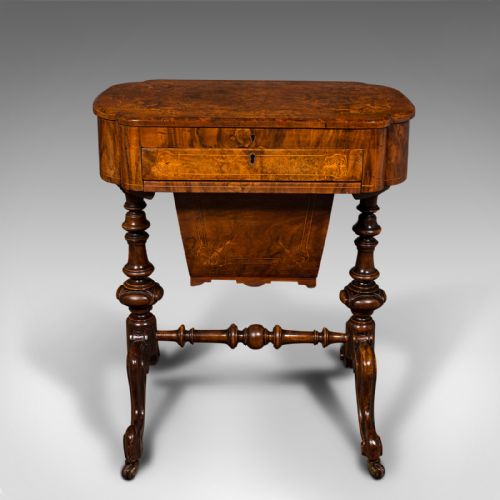 ANTIQUE LADIES WORK TABLE ENGLISH WALNUT WARING GILLOW VICTORIAN - ADDITIONAL PHOTO 3