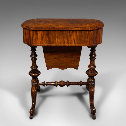 ANTIQUE LADIES WORK TABLE ENGLISH WALNUT WARING GILLOW VICTORIAN - ADDITIONAL PHOTO 4