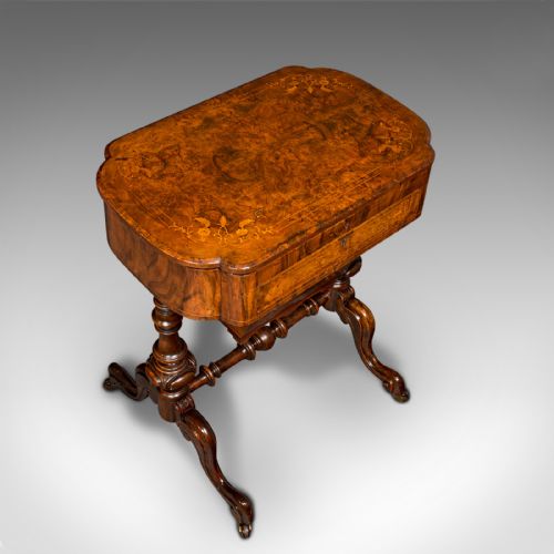 ANTIQUE LADIES WORK TABLE ENGLISH WALNUT WARING GILLOW VICTORIAN - ADDITIONAL PHOTO 5