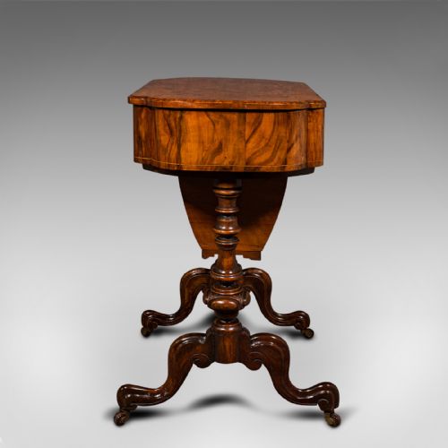 ANTIQUE LADIES WORK TABLE ENGLISH WALNUT WARING GILLOW VICTORIAN - ADDITIONAL PHOTO 6