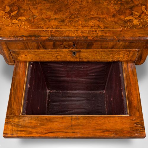ANTIQUE LADIES WORK TABLE ENGLISH WALNUT WARING GILLOW VICTORIAN - ADDITIONAL PHOTO 10