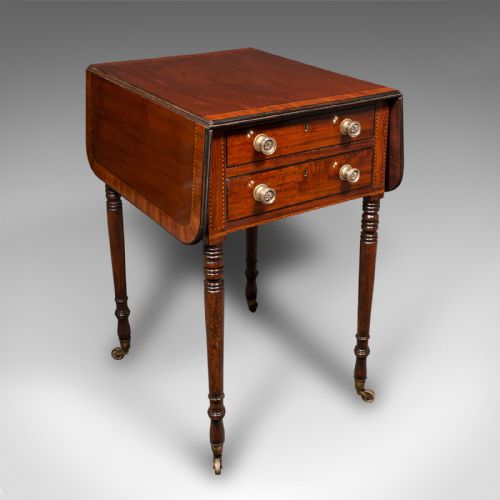 ANTIQUE DRAWING ROOM PEMBROKE TABLE ENGLISH DROP LEAF SIDE LAMP REGENCY - ADDITIONAL PHOTO 1
