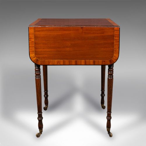 ANTIQUE DRAWING ROOM PEMBROKE TABLE ENGLISH DROP LEAF SIDE LAMP REGENCY - ADDITIONAL PHOTO 4