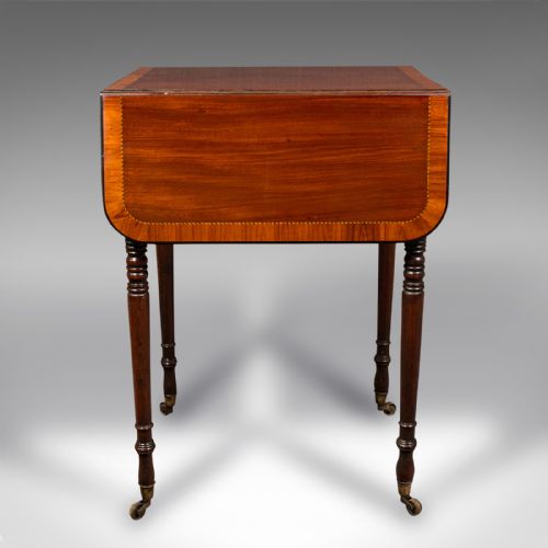 ANTIQUE DRAWING ROOM PEMBROKE TABLE ENGLISH DROP LEAF SIDE LAMP REGENCY - ADDITIONAL PHOTO 5