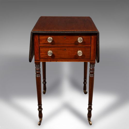 ANTIQUE DRAWING ROOM PEMBROKE TABLE ENGLISH DROP LEAF SIDE LAMP REGENCY - ADDITIONAL PHOTO 6