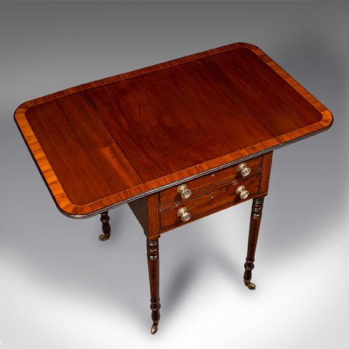 ANTIQUE DRAWING ROOM PEMBROKE TABLE ENGLISH DROP LEAF SIDE LAMP REGENCY - ADDITIONAL PHOTO 7